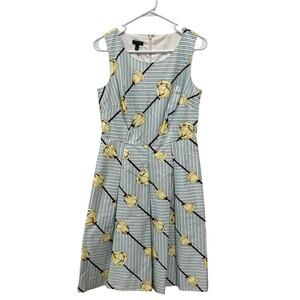 Talbots Floral Stripe Fit Flare Dress Size 4 Sleeveless Knee Length NWT